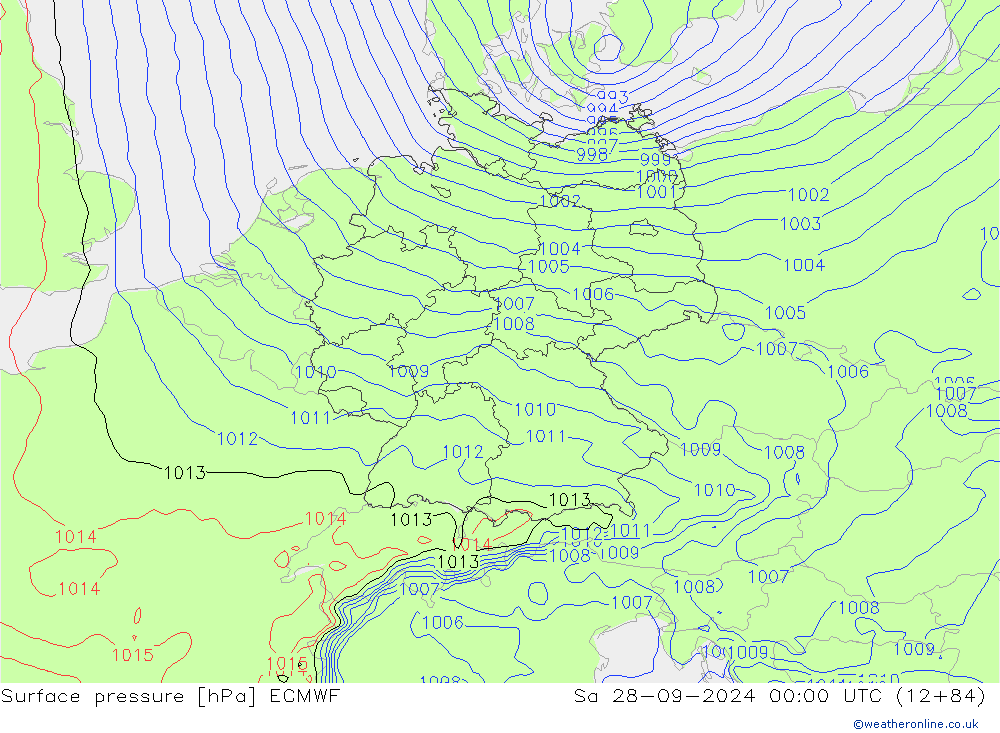 приземное давление ECMWF сб 28.09.2024 00 UTC