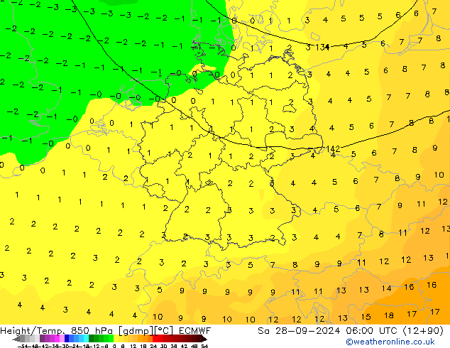 Z500/Yağmur (+YB)/Z850 ECMWF Cts 28.09.2024 06 UTC