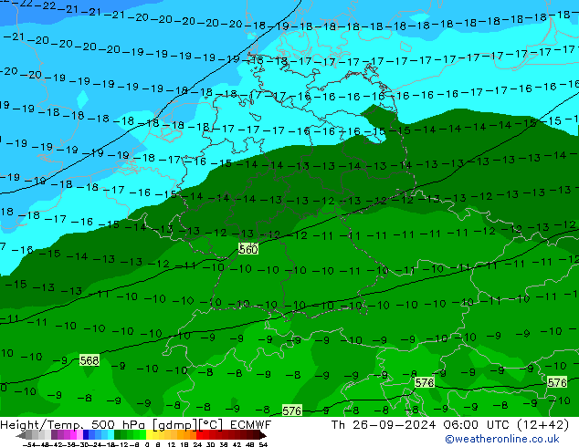 Z500/Rain (+SLP)/Z850 ECMWF gio 26.09.2024 06 UTC