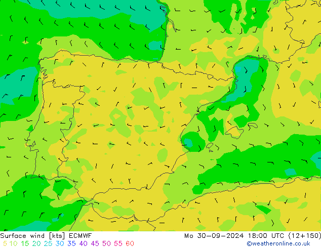 Vento 10 m ECMWF Seg 30.09.2024 18 UTC