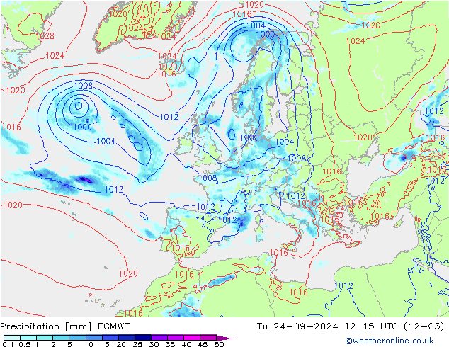 осадки ECMWF вт 24.09.2024 15 UTC