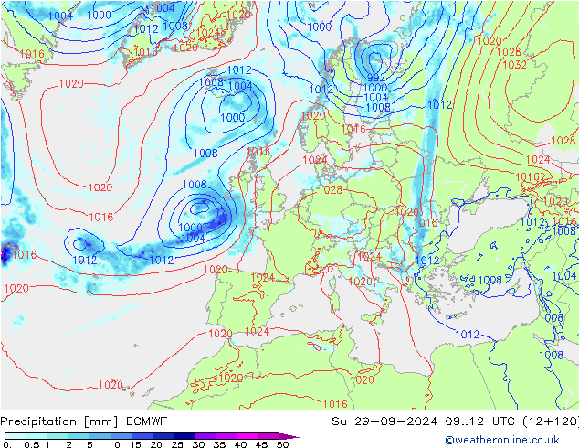 Yağış ECMWF Paz 29.09.2024 12 UTC