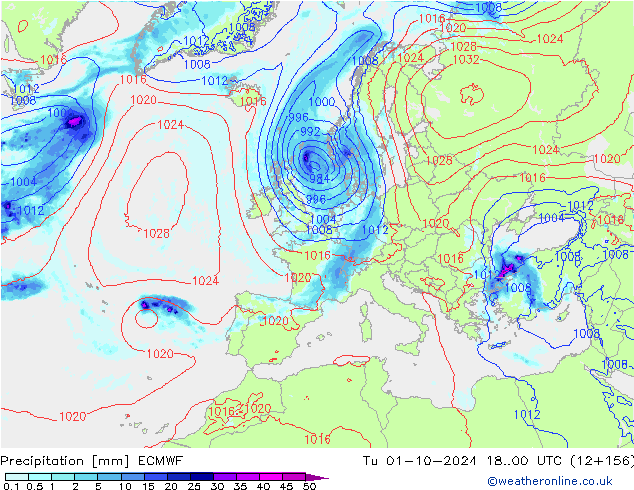 precipitação ECMWF Ter 01.10.2024 00 UTC