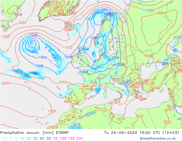 Precipitation accum. ECMWF Tu 24.09.2024 15 UTC