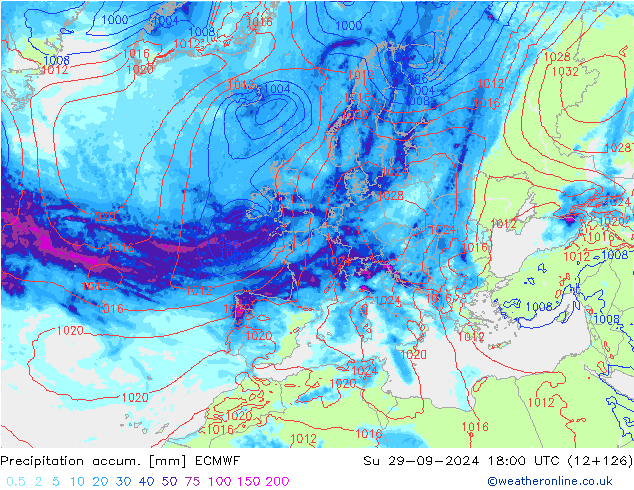 Precipitation accum. ECMWF Su 29.09.2024 18 UTC