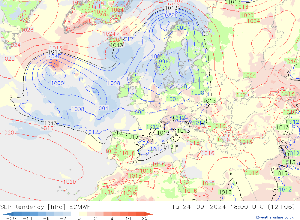 тенденция давления ECMWF вт 24.09.2024 18 UTC