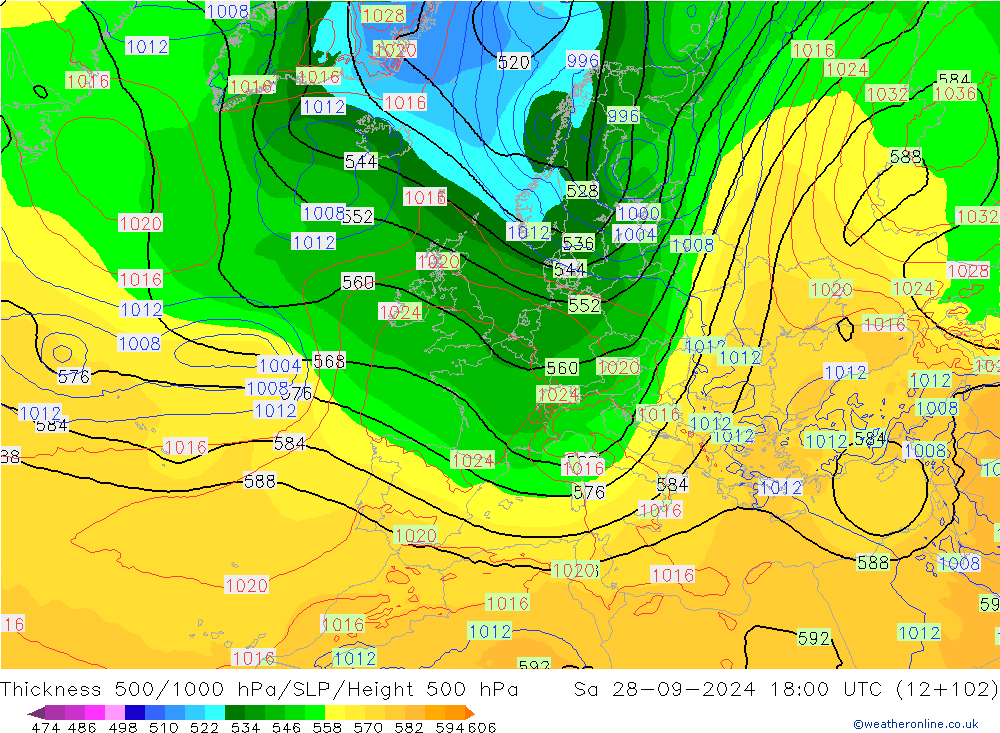 Thck 500-1000hPa ECMWF So 28.09.2024 18 UTC