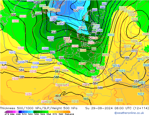 500-1000 hPa Kalınlığı ECMWF Paz 29.09.2024 06 UTC