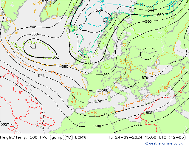 Height/Temp. 500 hPa ECMWF Ter 24.09.2024 15 UTC