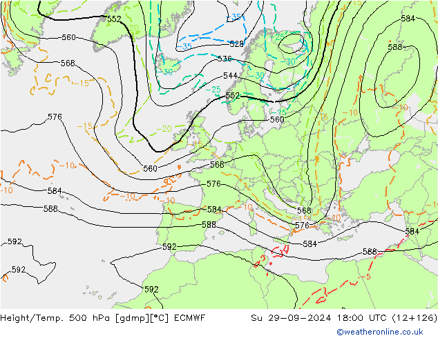 Z500/Rain (+SLP)/Z850 ECMWF dim 29.09.2024 18 UTC