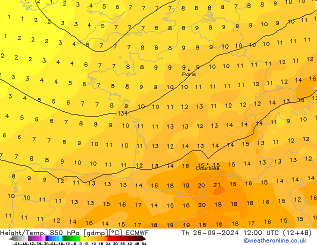 Z500/Yağmur (+YB)/Z850 ECMWF Per 26.09.2024 12 UTC