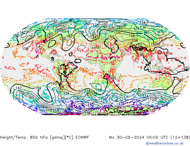 Height/Temp. 850 hPa ECMWF pon. 30.09.2024 06 UTC