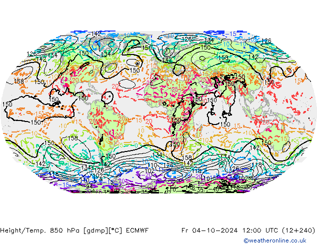 Height/Temp. 850 гПа ECMWF пт 04.10.2024 12 UTC