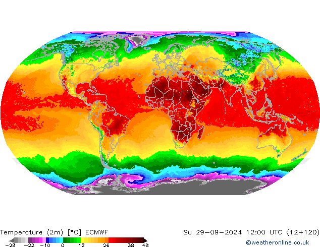 température (2m) ECMWF dim 29.09.2024 12 UTC