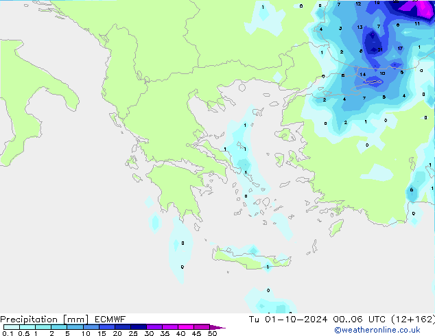 Precipitation ECMWF Tu 01.10.2024 06 UTC