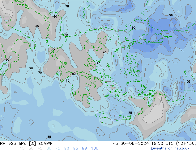 925 hPa Nispi Nem ECMWF Pzt 30.09.2024 18 UTC