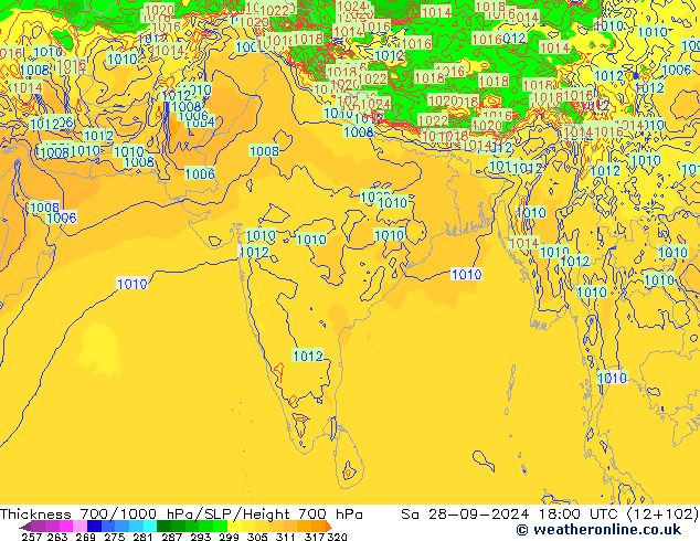 Thck 700-1000 hPa ECMWF Sa 28.09.2024 18 UTC