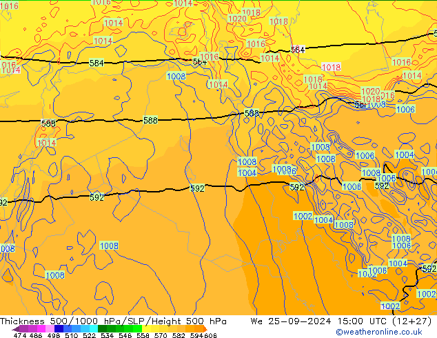 Espesor 500-1000 hPa ECMWF mié 25.09.2024 15 UTC