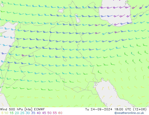 wiatr 500 hPa ECMWF wto. 24.09.2024 18 UTC