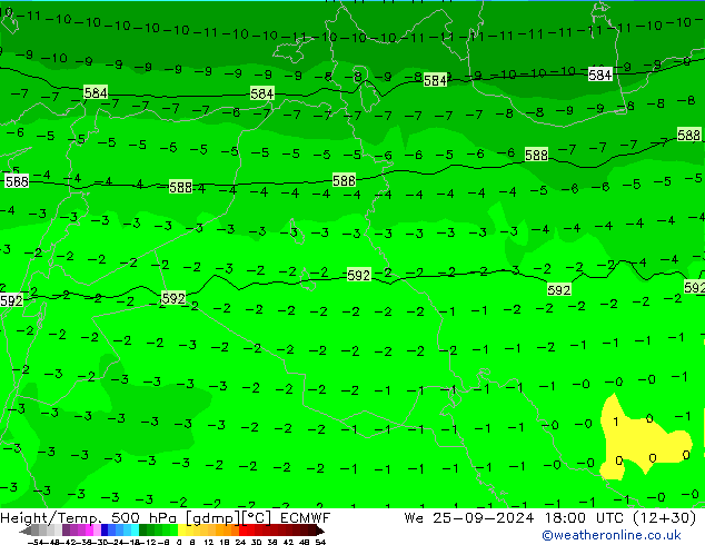 Z500/Rain (+SLP)/Z850 ECMWF We 25.09.2024 18 UTC