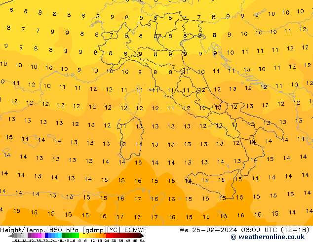 Z500/Yağmur (+YB)/Z850 ECMWF Çar 25.09.2024 06 UTC