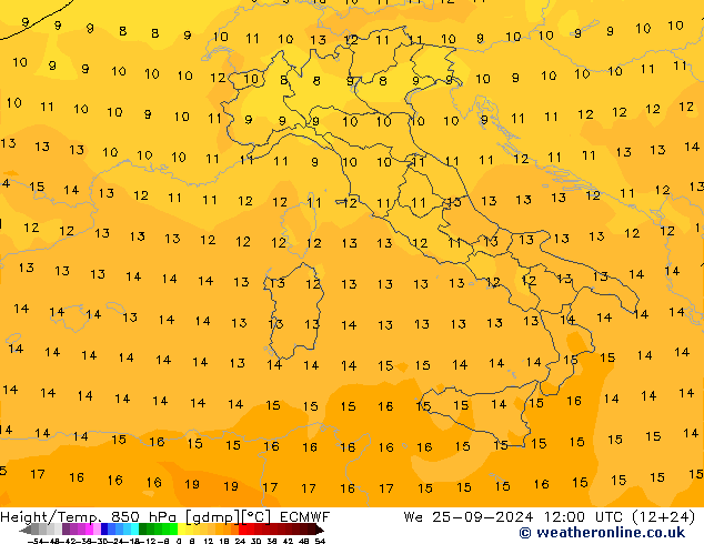 Z500/Rain (+SLP)/Z850 ECMWF mer 25.09.2024 12 UTC