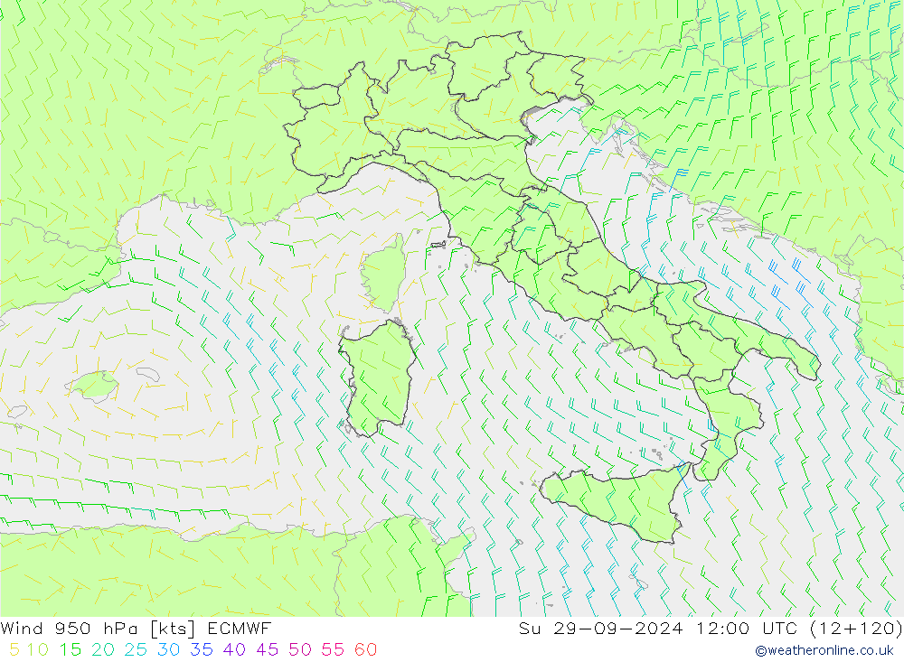 Wind 950 hPa ECMWF Ne 29.09.2024 12 UTC