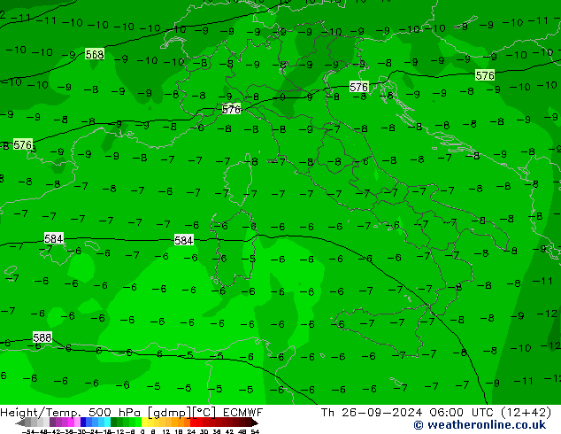 Z500/Yağmur (+YB)/Z850 ECMWF Per 26.09.2024 06 UTC