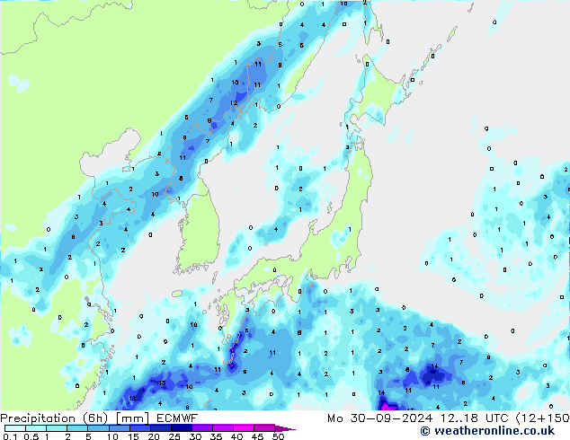 Z500/Rain (+SLP)/Z850 ECMWF Mo 30.09.2024 18 UTC