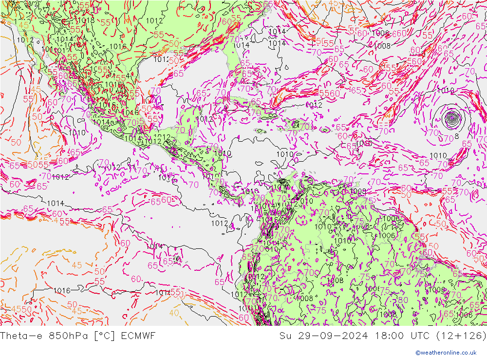 Theta-e 850hPa ECMWF dom 29.09.2024 18 UTC