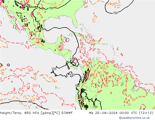 Z500/Rain (+SLP)/Z850 ECMWF mié 25.09.2024 00 UTC