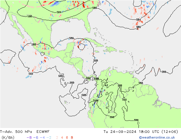 T-Adv. 500 hPa ECMWF Tu 24.09.2024 18 UTC