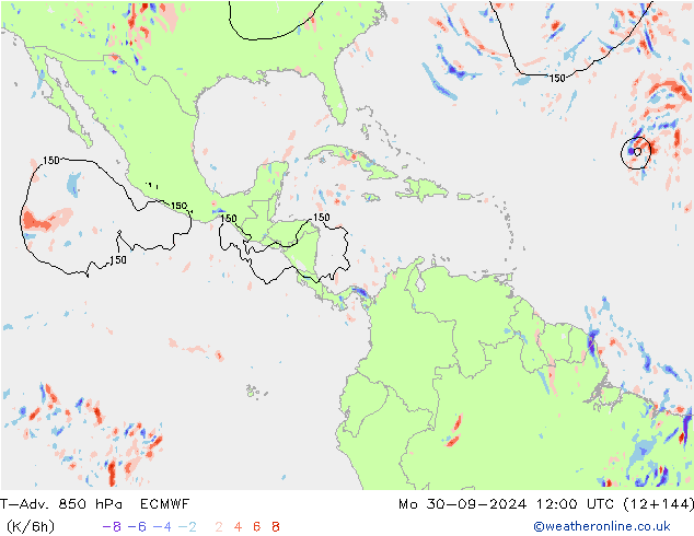 T-Adv. 850 hPa ECMWF lun 30.09.2024 12 UTC