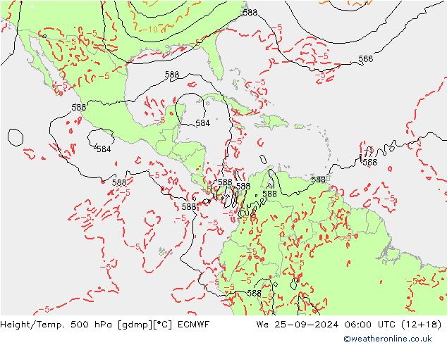 Z500/Rain (+SLP)/Z850 ECMWF We 25.09.2024 06 UTC