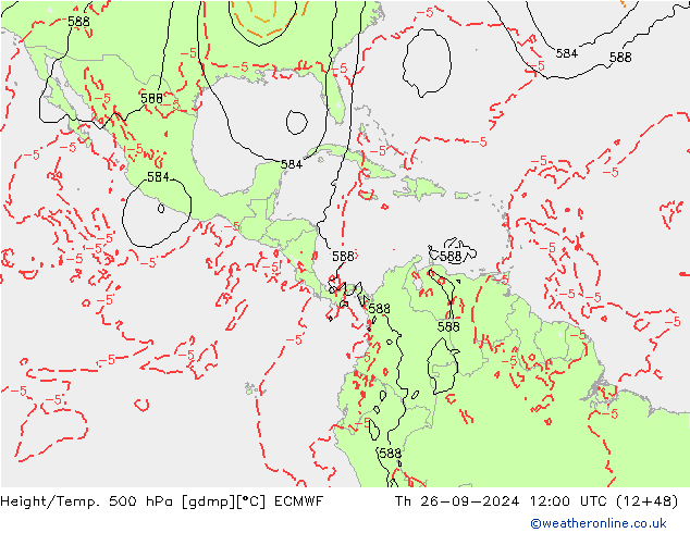 Z500/Rain (+SLP)/Z850 ECMWF Th 26.09.2024 12 UTC