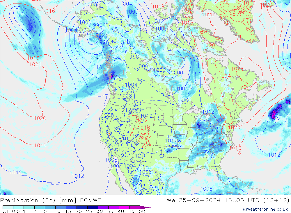 Z500/Rain (+SLP)/Z850 ECMWF ср 25.09.2024 00 UTC