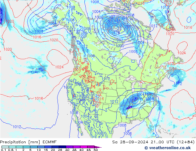 Precipitation ECMWF Sa 28.09.2024 00 UTC