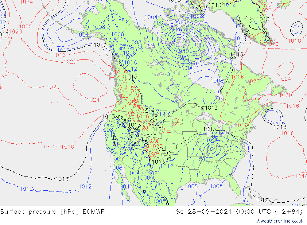 ciśnienie ECMWF so. 28.09.2024 00 UTC