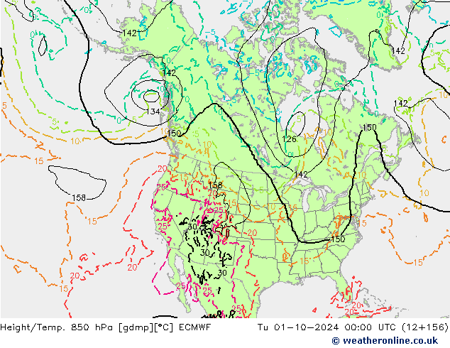 Z500/Rain (+SLP)/Z850 ECMWF  01.10.2024 00 UTC