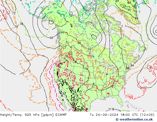 Geop./Temp. 925 hPa ECMWF mar 24.09.2024 18 UTC