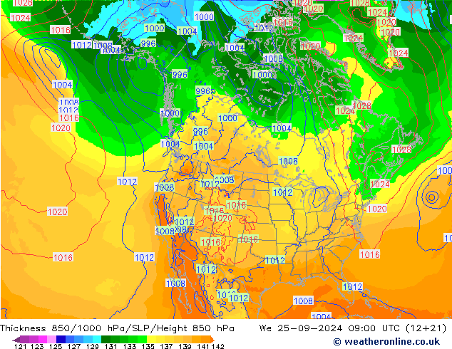 Thck 850-1000 гПа ECMWF ср 25.09.2024 09 UTC