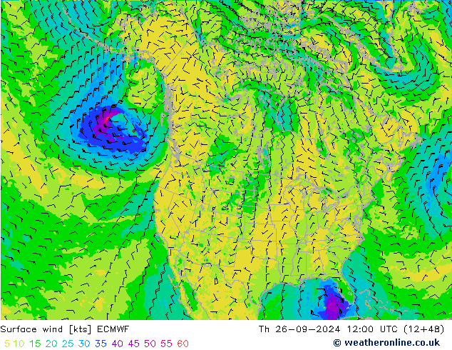  10 m ECMWF  26.09.2024 12 UTC