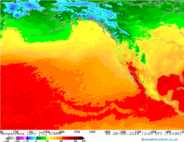 température (2m) ECMWF sam 28.09.2024 12 UTC