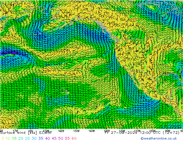 Surface wind ECMWF Fr 27.09.2024 12 UTC