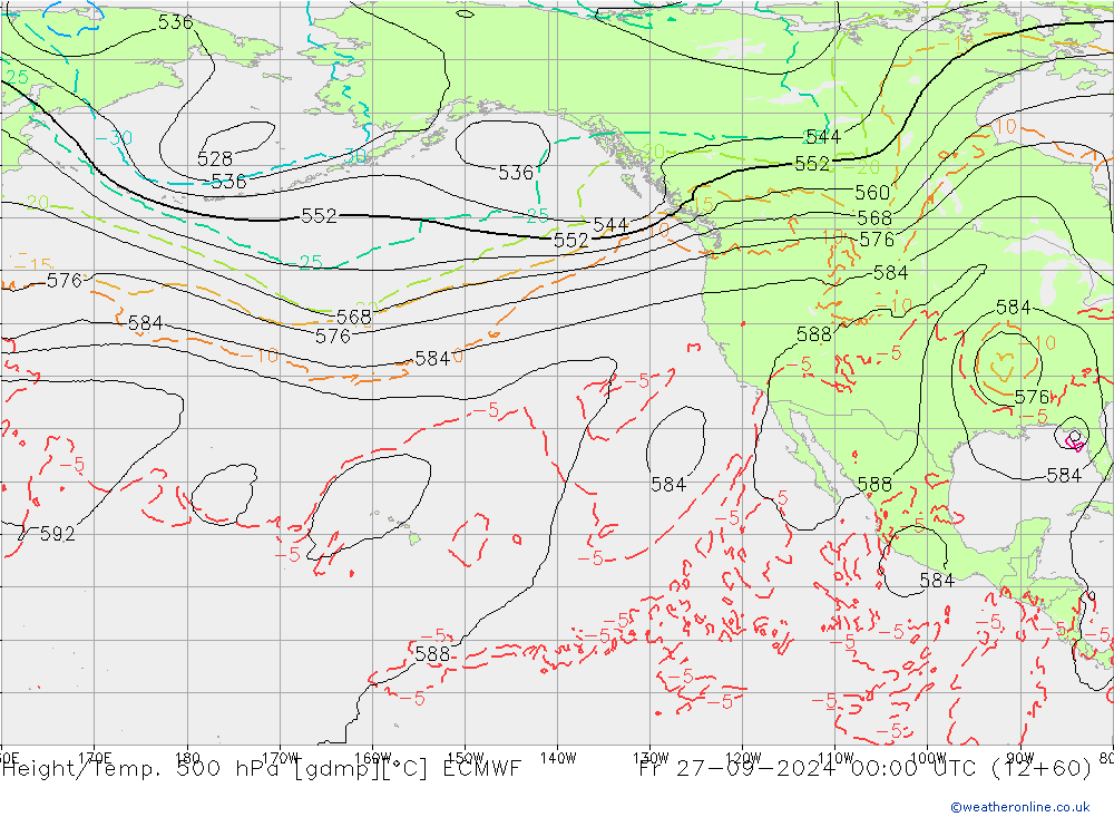 Z500/Rain (+SLP)/Z850 ECMWF  27.09.2024 00 UTC