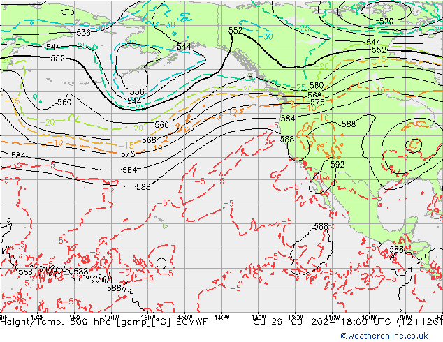 Z500/Rain (+SLP)/Z850 ECMWF Вс 29.09.2024 18 UTC