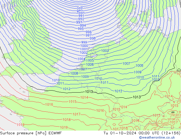 Yer basıncı ECMWF Sa 01.10.2024 00 UTC