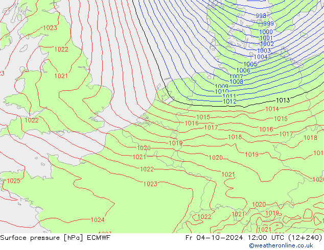 Surface pressure ECMWF Fr 04.10.2024 12 UTC