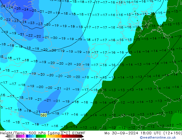 Z500/Rain (+SLP)/Z850 ECMWF пн 30.09.2024 18 UTC