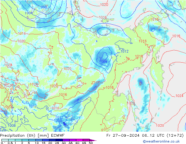 Z500/Yağmur (+YB)/Z850 ECMWF Cu 27.09.2024 12 UTC